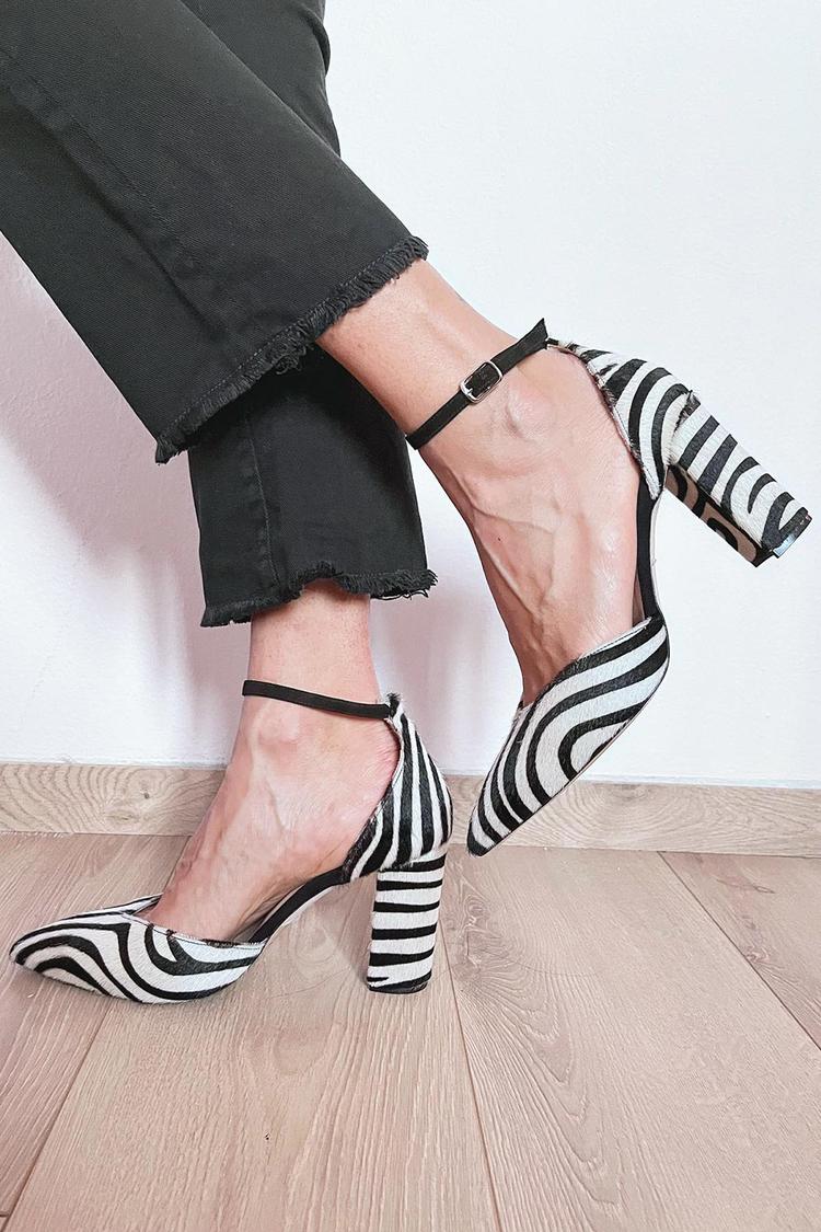Naomi™ | Zebra Print Ankle-Strap Pumps