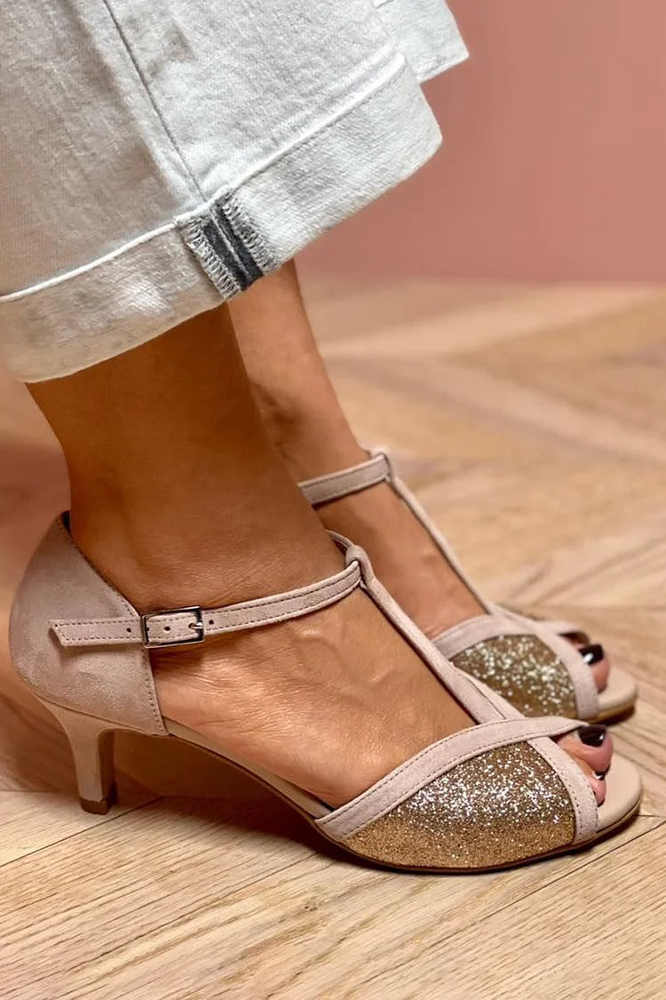 Lillian™ | Low-Heel Glitter Sandal