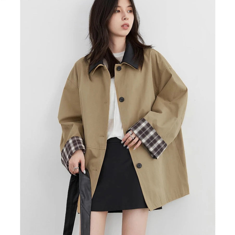 Women's Contrast Trim Button-Up Jacket