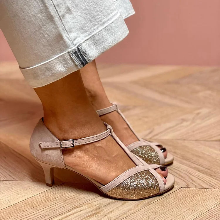 Lillian™ | Low-Heel Glitter Sandal