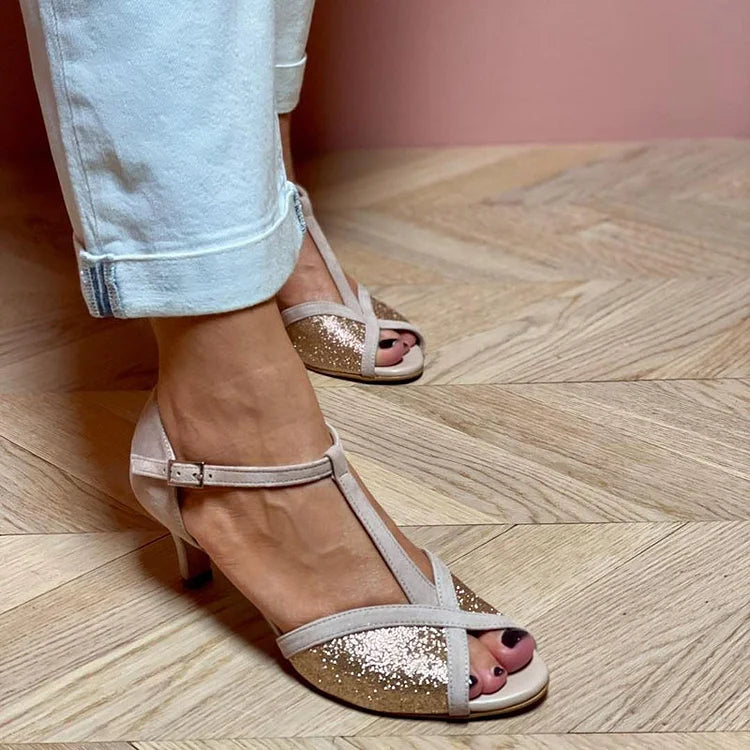 Lillian™ | Low-Heel Glitter Sandal