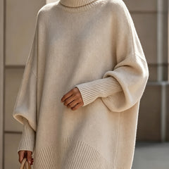 Marielle high-neck batwing sweater in apricot