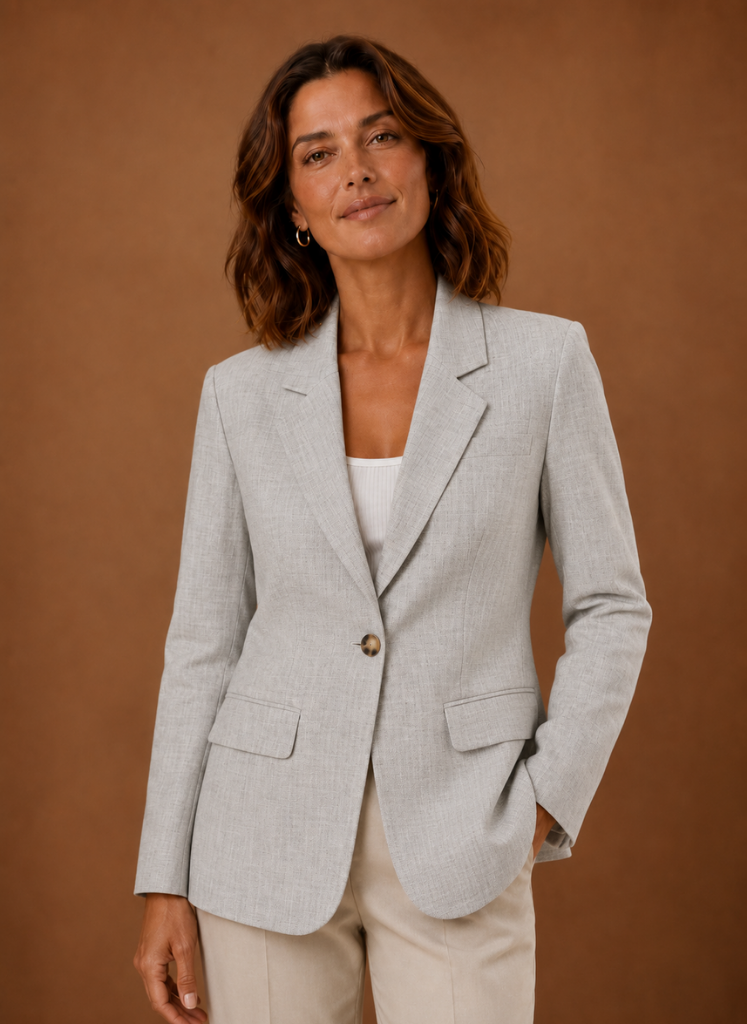 Women's Tailored Blazer - Single-Button Long-Sleeve Jacket