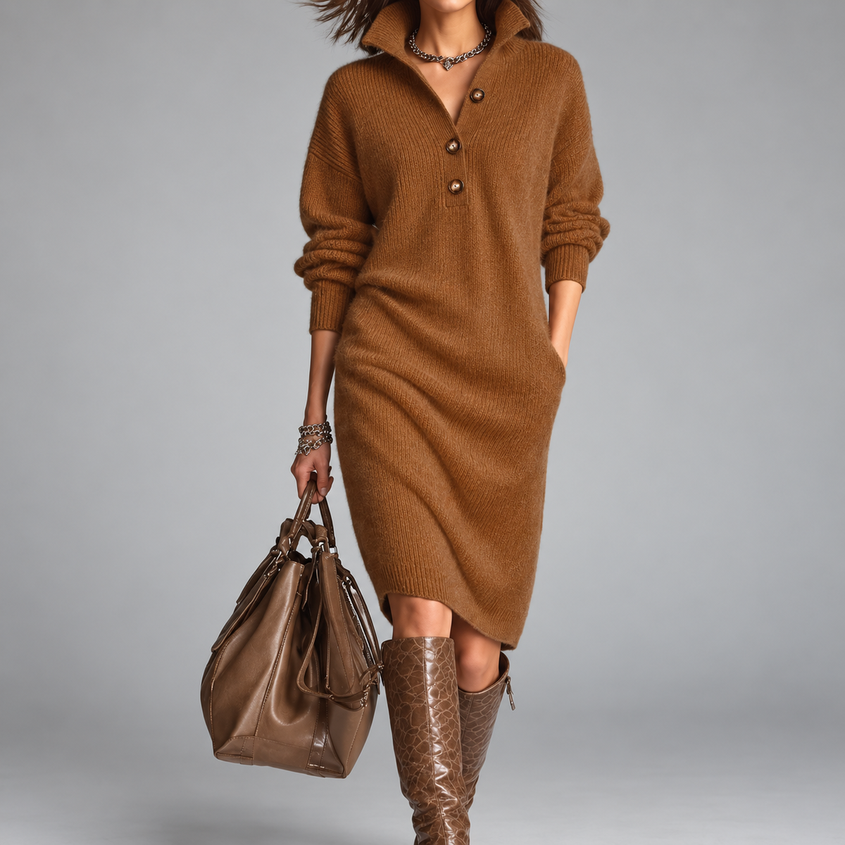 Aurelia | Refined Button-Collar Dress