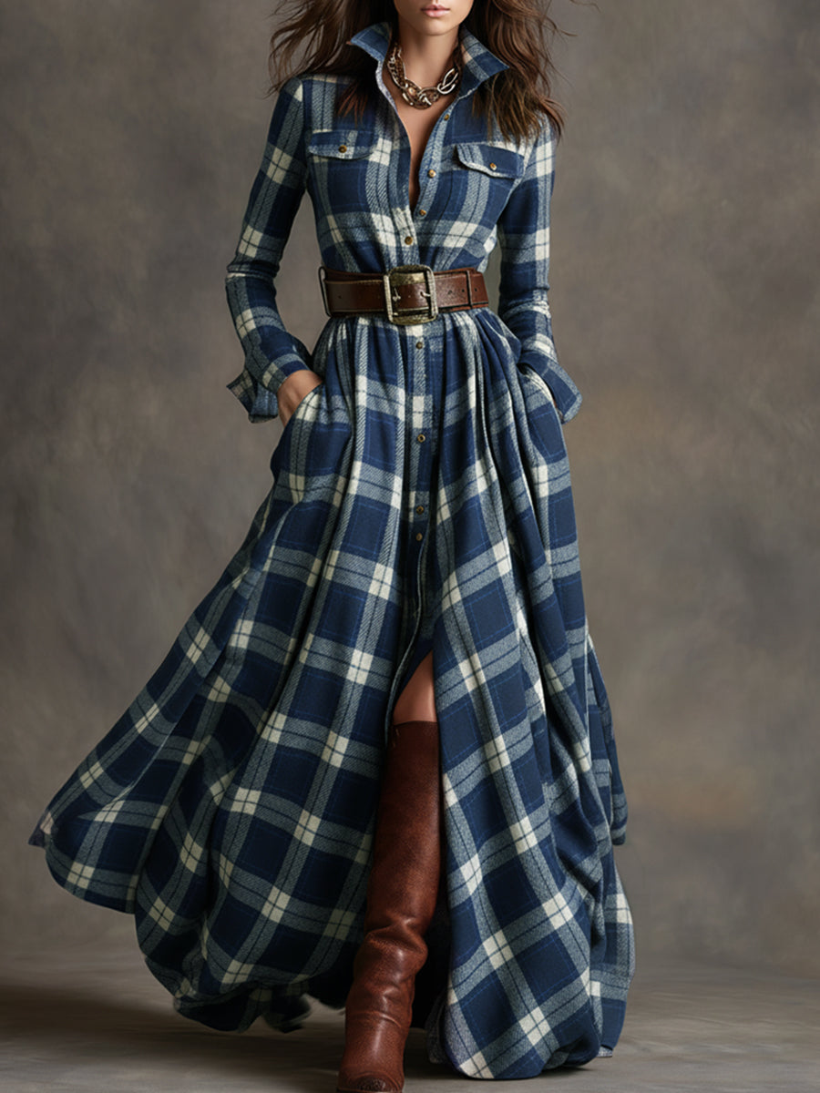 Fabia | Belted Check Shirt Dress