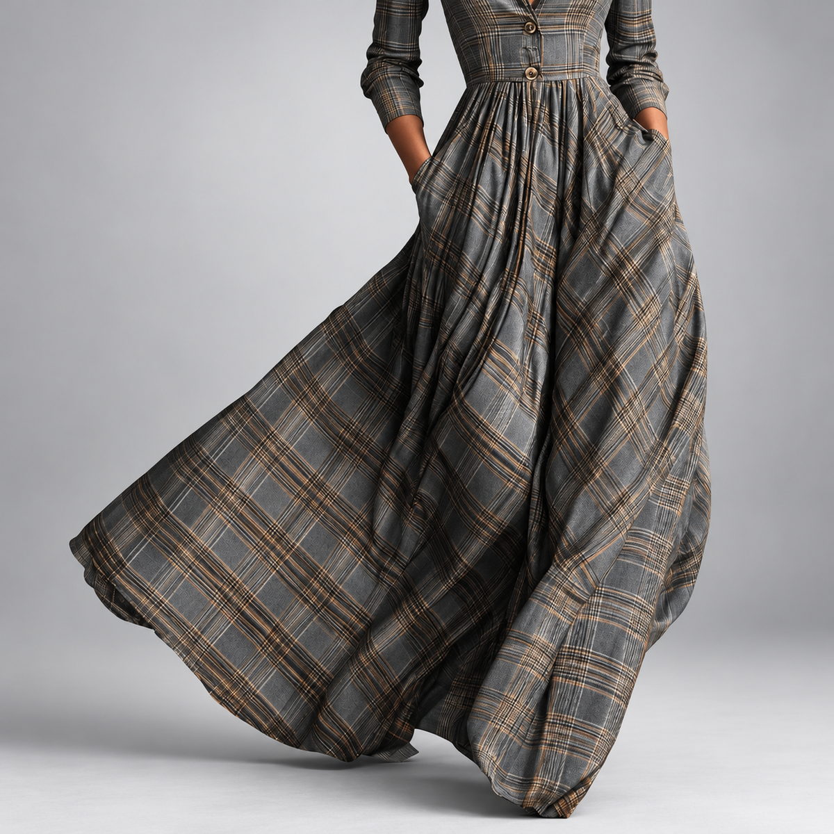 Odessa | Vintage Plaid Maxi Dress