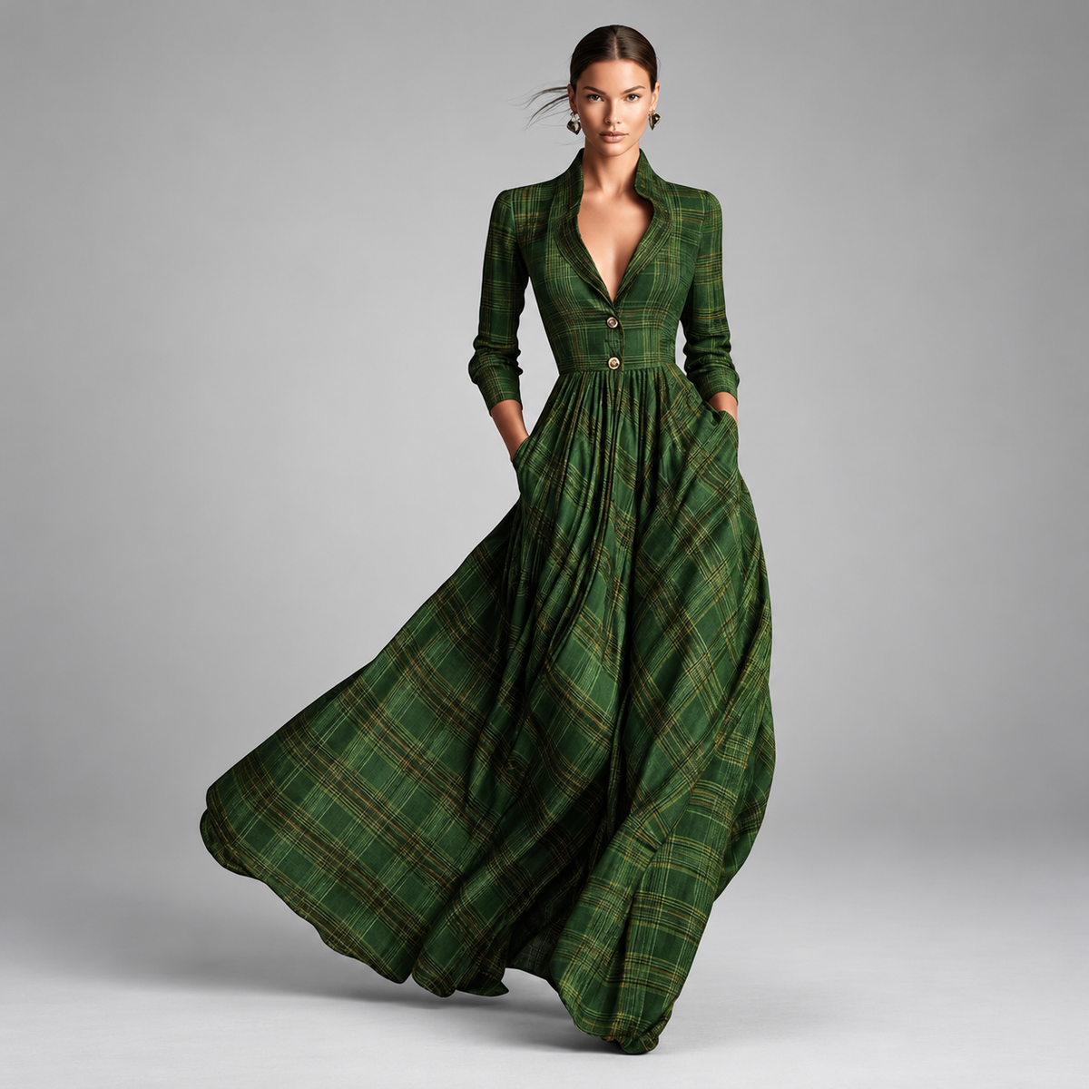 Odessa | Vintage Plaid Maxi Dress