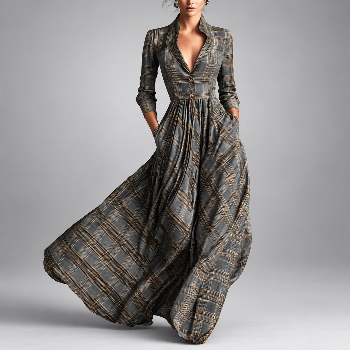 Odessa | Vintage Plaid Maxi Dress