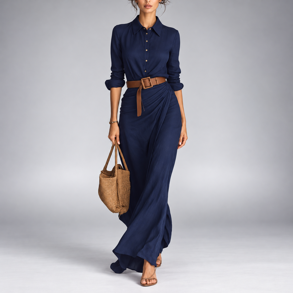 Una | Lapel Wrap Maxi Dress