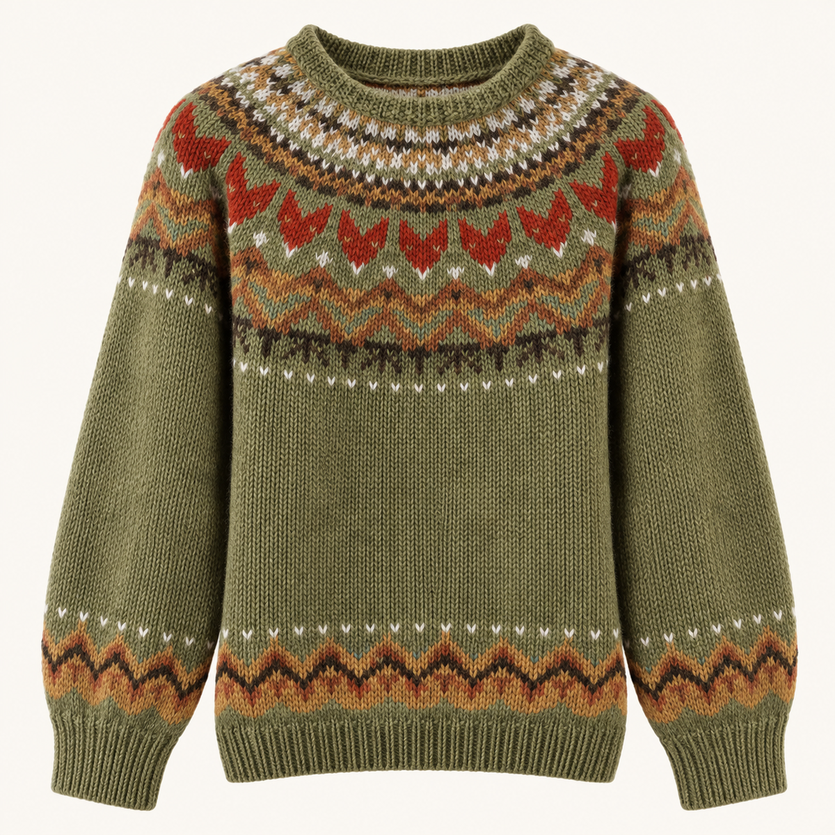 Freya™ | Fair Isle Crew Neck Knit Sweater