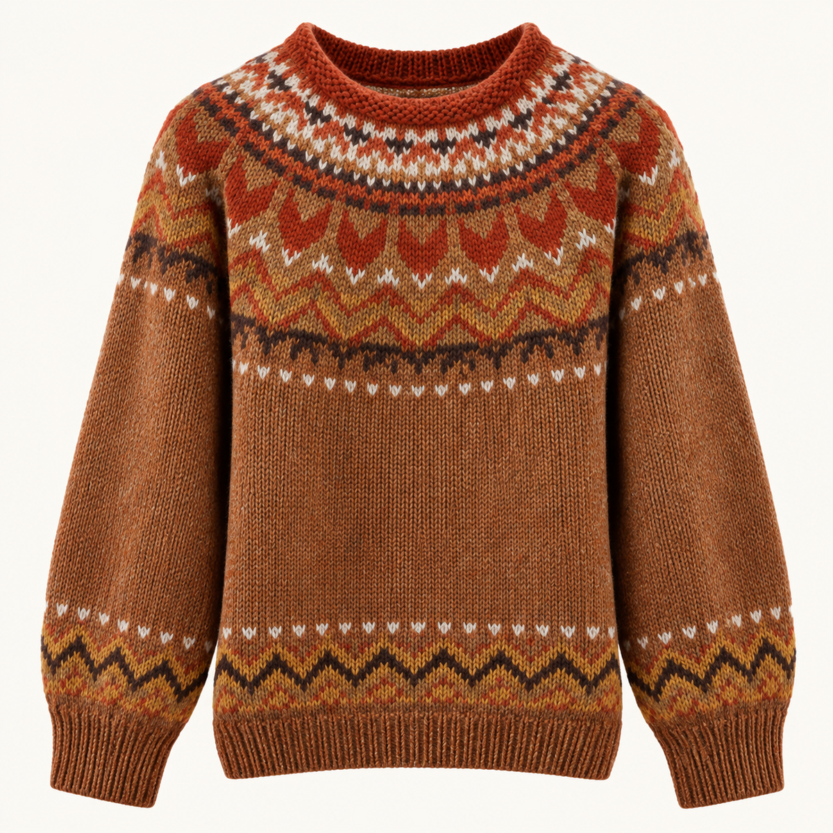 Freya™ | Fair Isle Crew Neck Knit Sweater