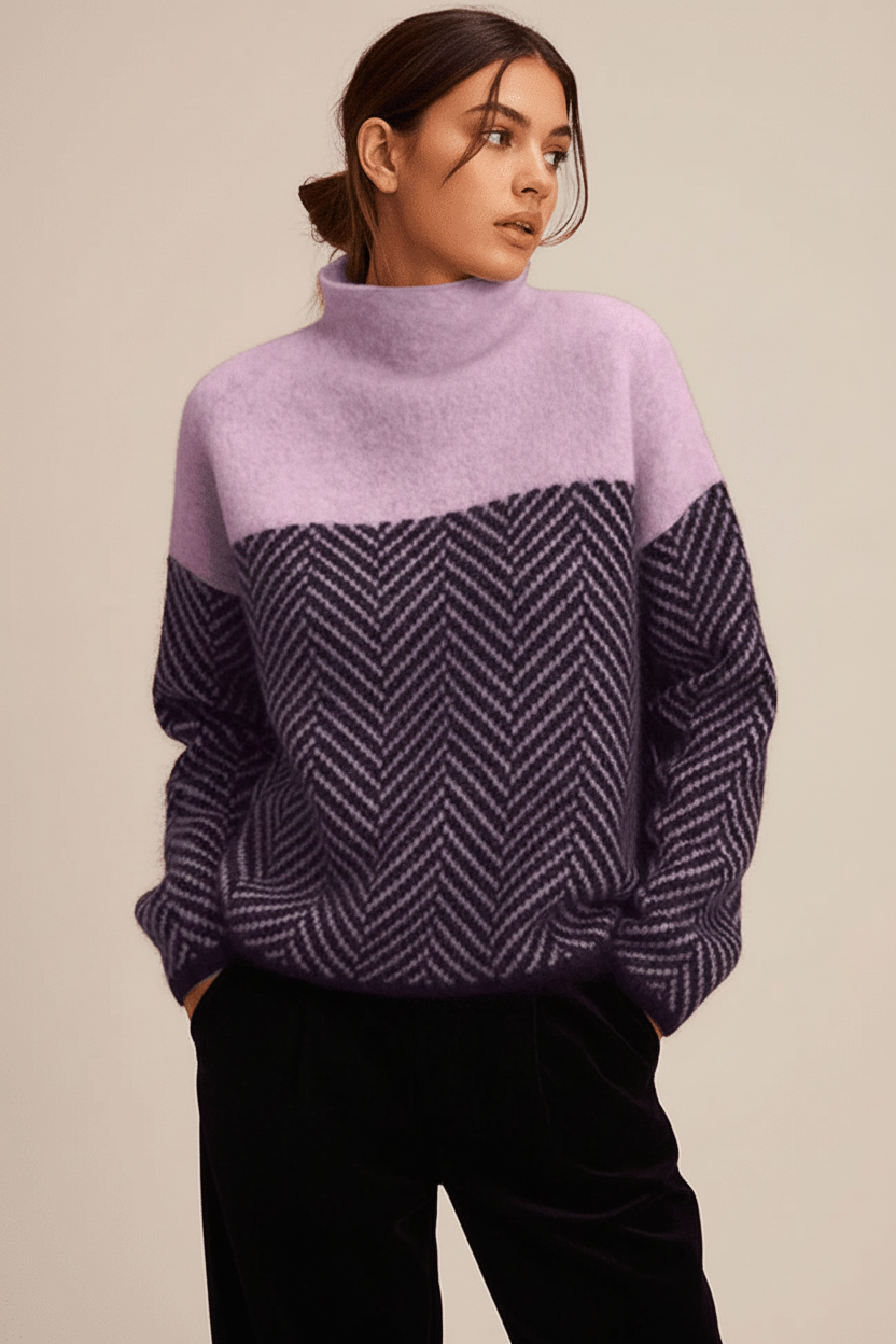Knit Sweater with Stand-Up Collar - Felina