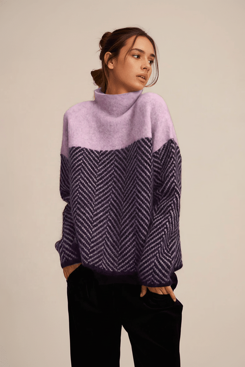 Knit Sweater with Stand-Up Collar - Felina
