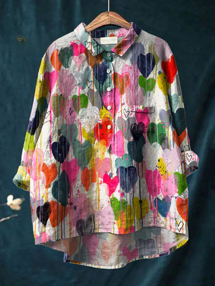 Valentina | Colorful Heart Print Shirt