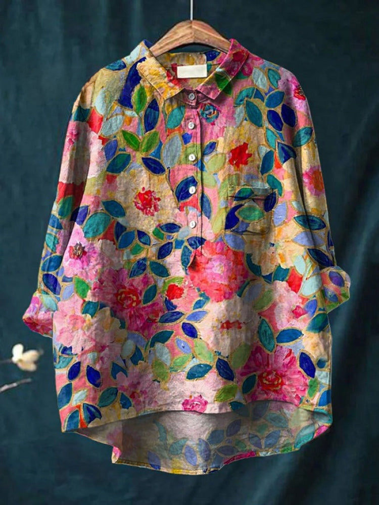Lina | Vibrant Floral Embroidered Shirt