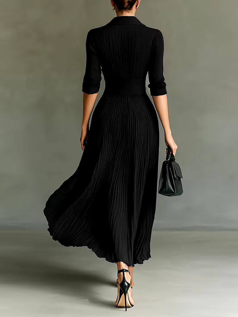 Drusilla | Pleated Lapel Maxi Dress