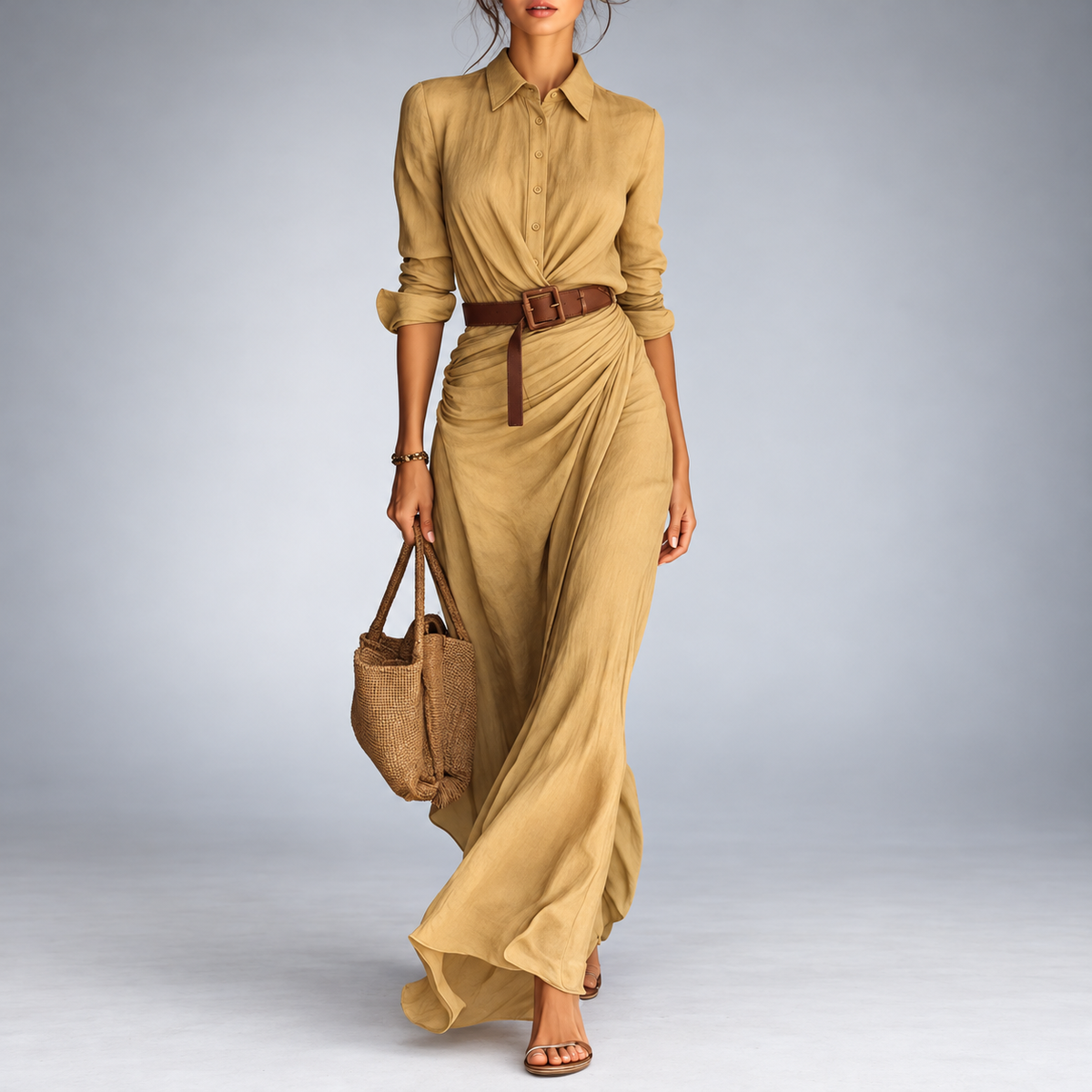 Una | Lapel Wrap Maxi Dress