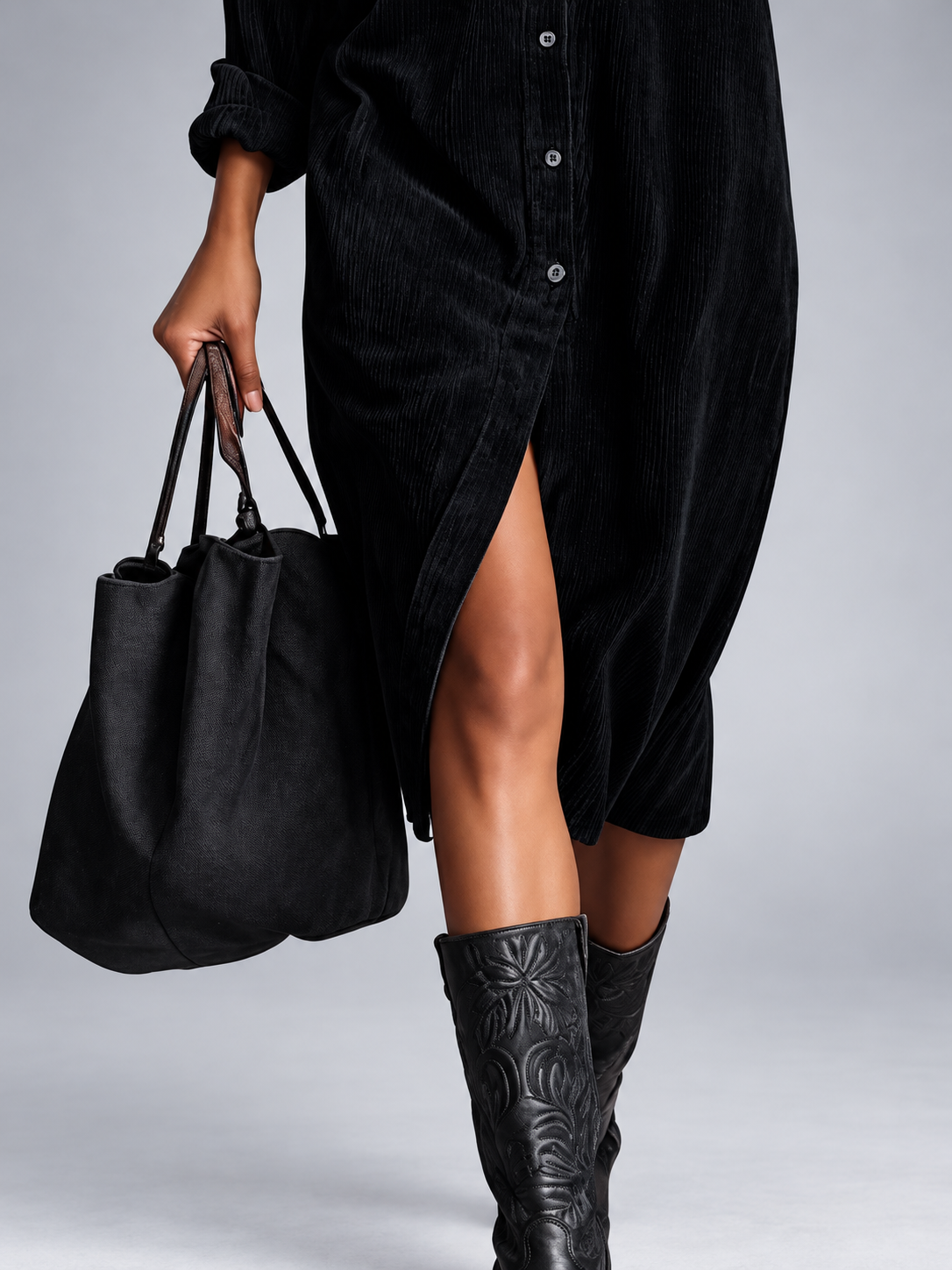 Thalwen | Corduroy Button-Down Shirt Dress