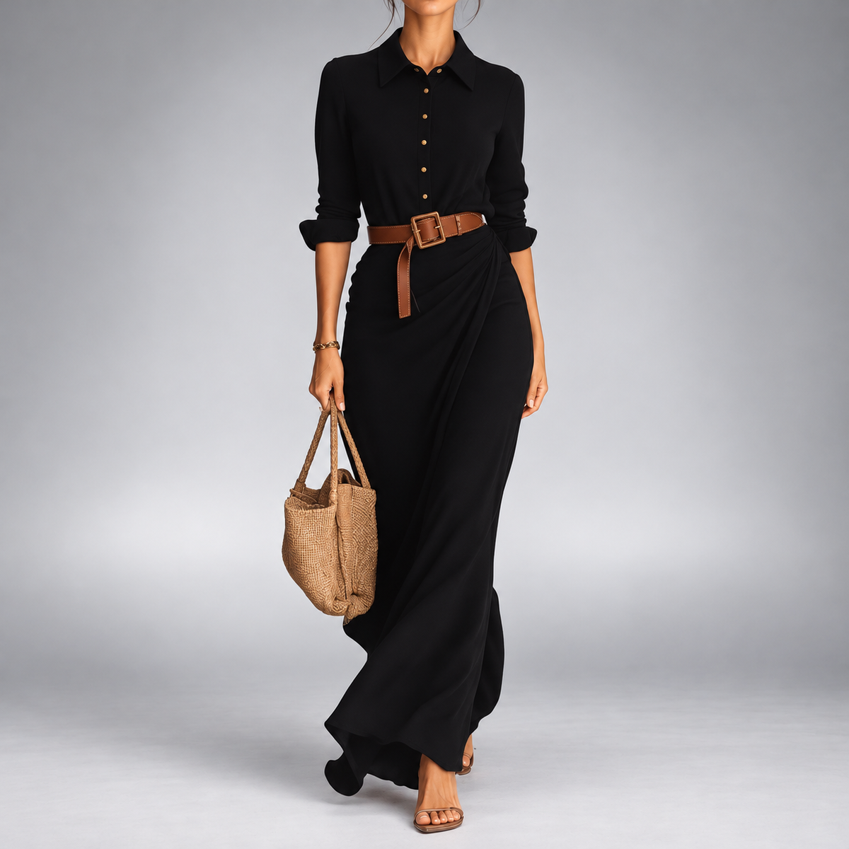 Una | Lapel Wrap Maxi Dress