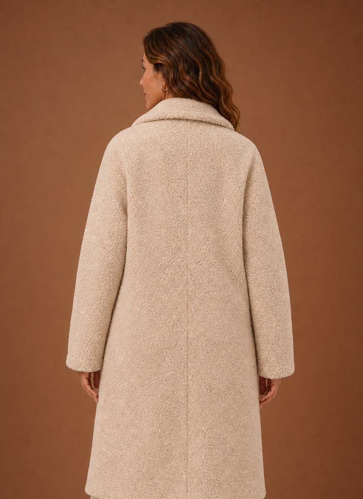 Women's Teddy Coat - Long Double-Breasted Winter Coat | Areleon