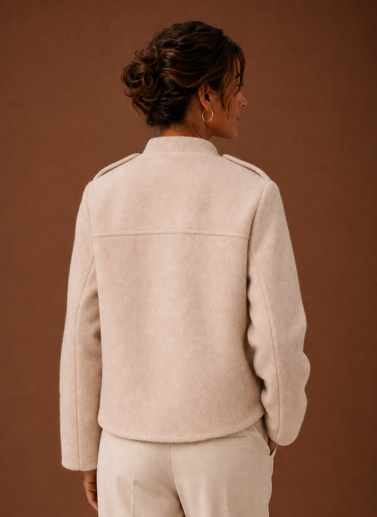 Women's Cropped Jacket - Button-Front Short Coat