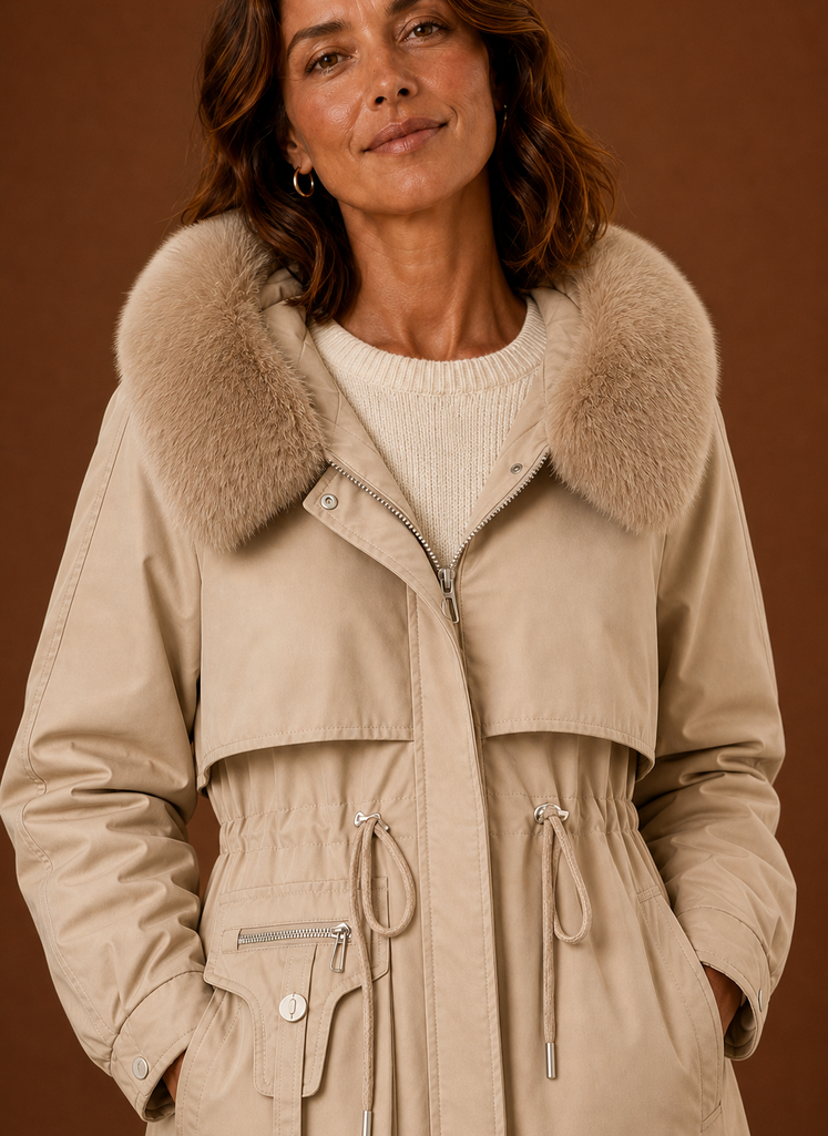Women's Parka Jacket - Faux Fur Hooded Winter Coat