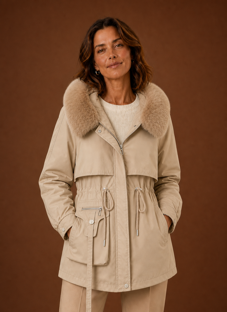 Women's Parka Jacket - Faux Fur Hooded Winter Coat