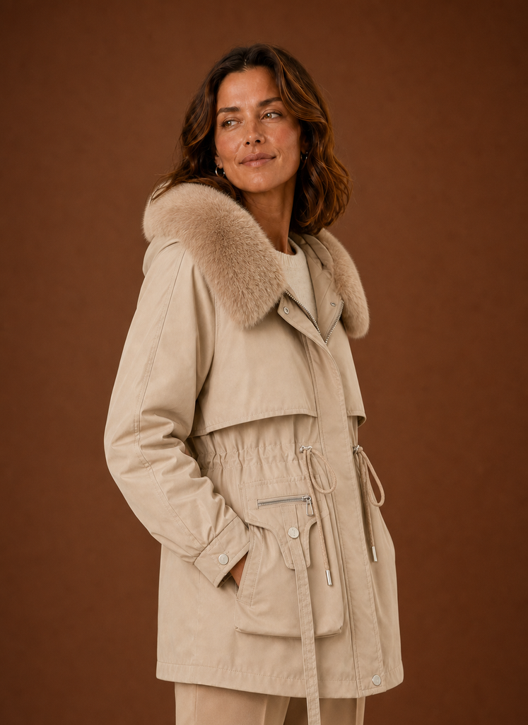 Women's Parka Jacket - Faux Fur Hooded Winter Coat