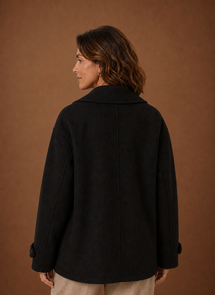 Women's Long Coat - Button Front Loose Casual Overcoat | Areleon