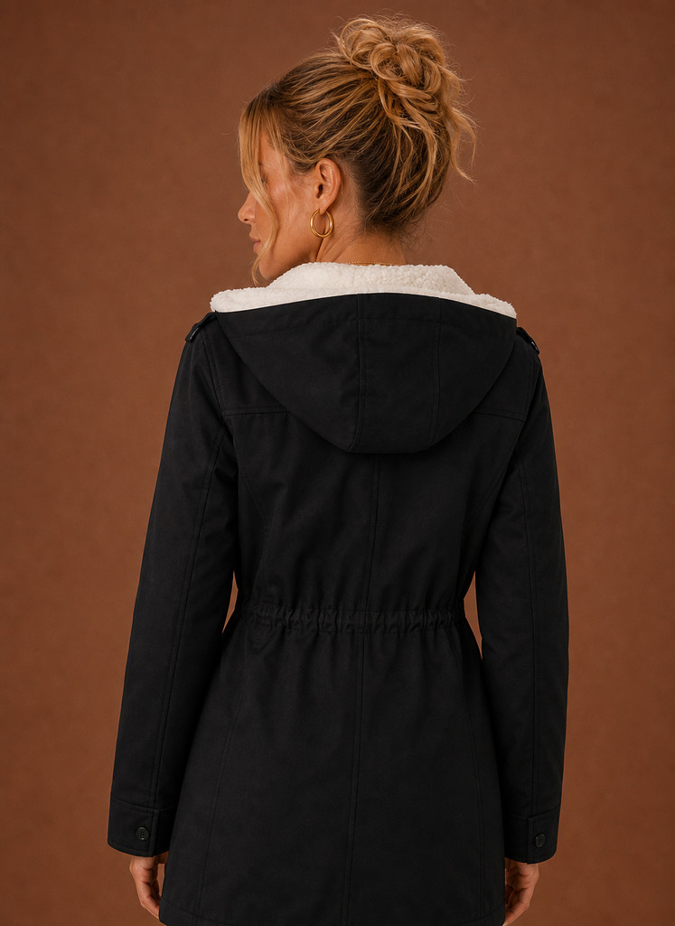 Women's Parka Jacket - Hooded Fleece-Lined Long Winter Coat
