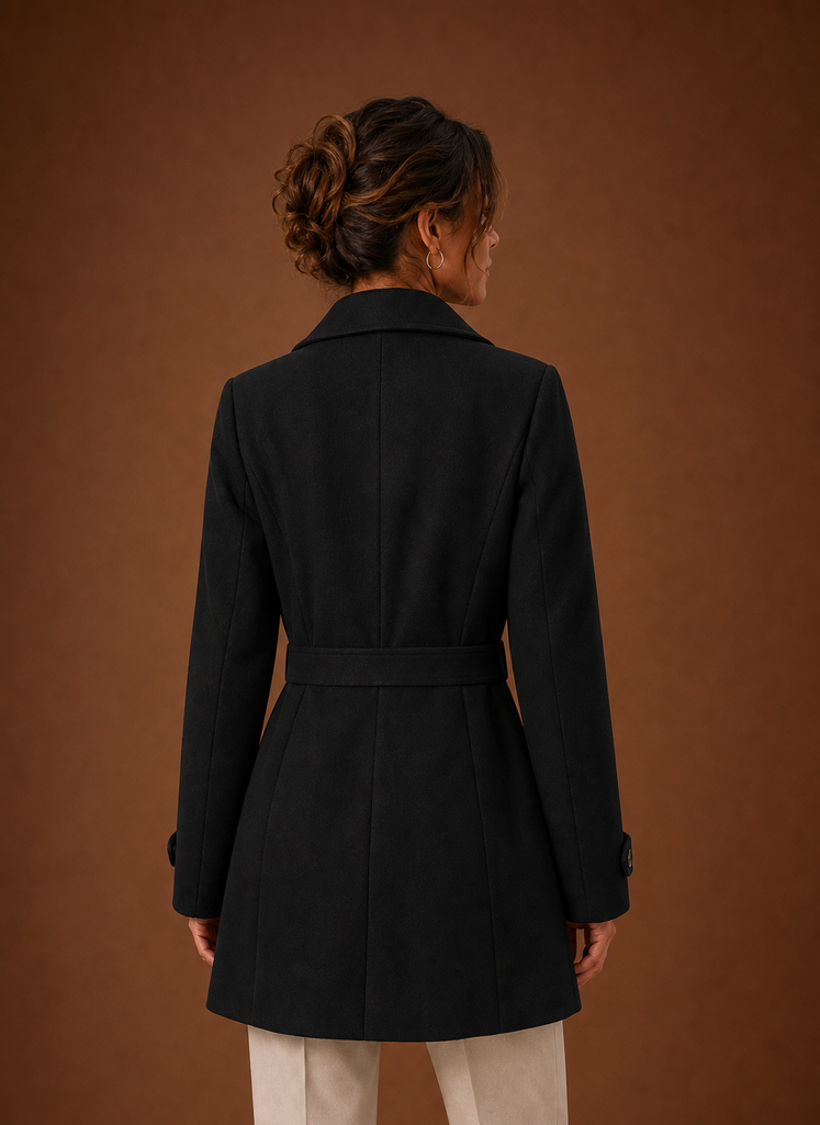 Women's Trench Coat - Mid-Length Button Front Jacket