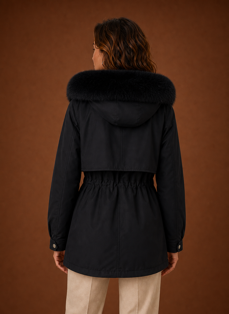Women's Parka Jacket - Faux Fur Hooded Winter Coat