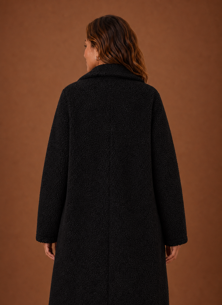 Women's Teddy Coat - Long Double-Breasted Winter Coat | Areleon