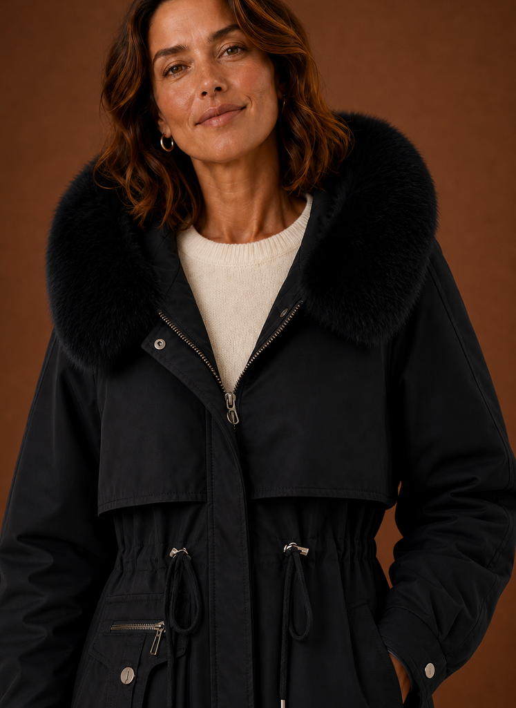 Women's Parka Jacket - Faux Fur Hooded Winter Coat