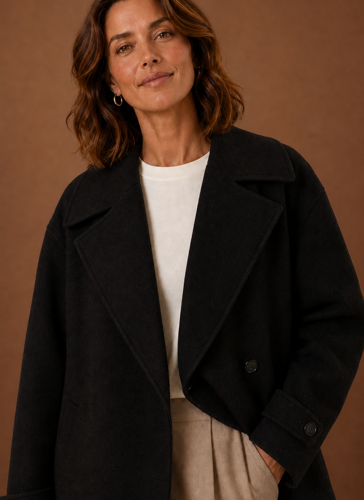 Women's Long Coat - Button Front Loose Casual Overcoat | Areleon
