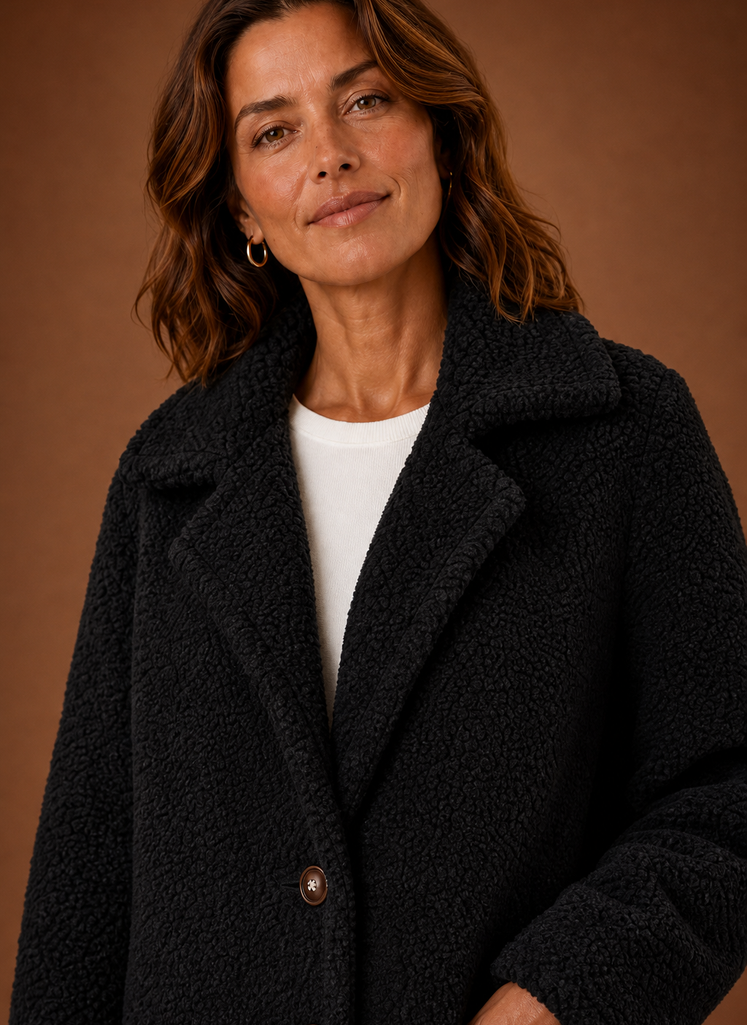 Women's Teddy Coat - Long Double-Breasted Winter Coat | Areleon