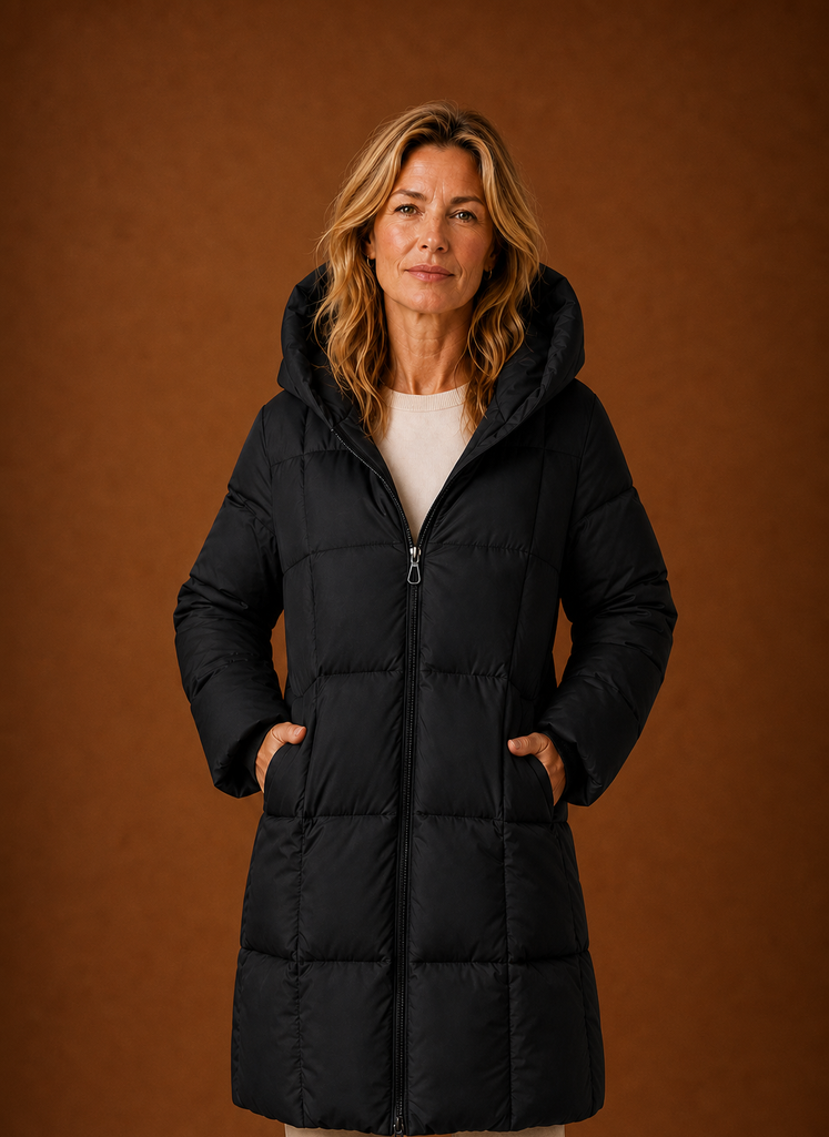 Women's Puffer Jacket - Long Hooded Winter Coat