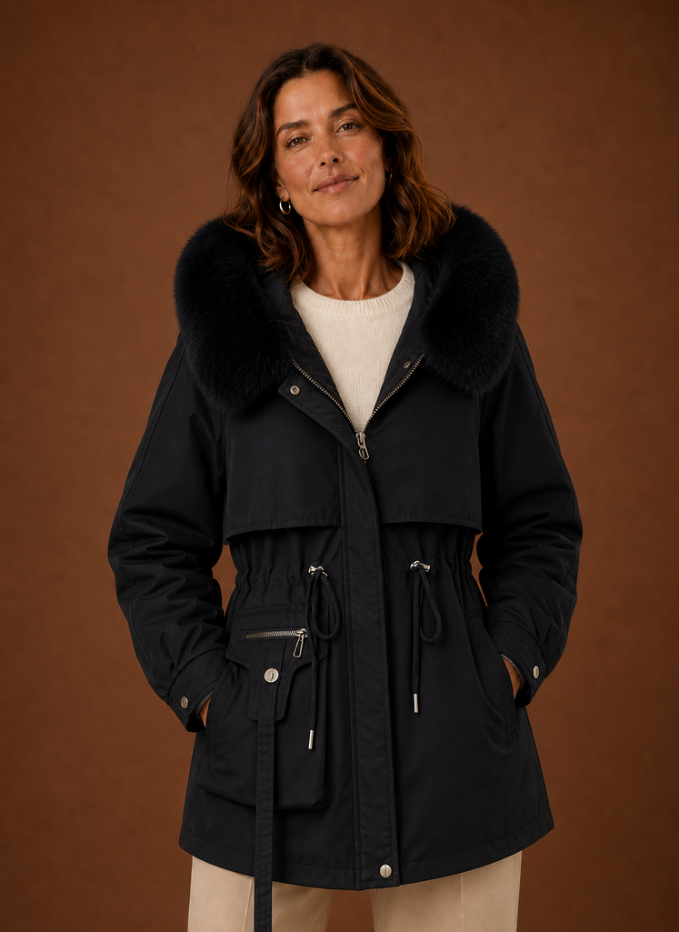 Women's Parka Jacket - Faux Fur Hooded Winter Coat