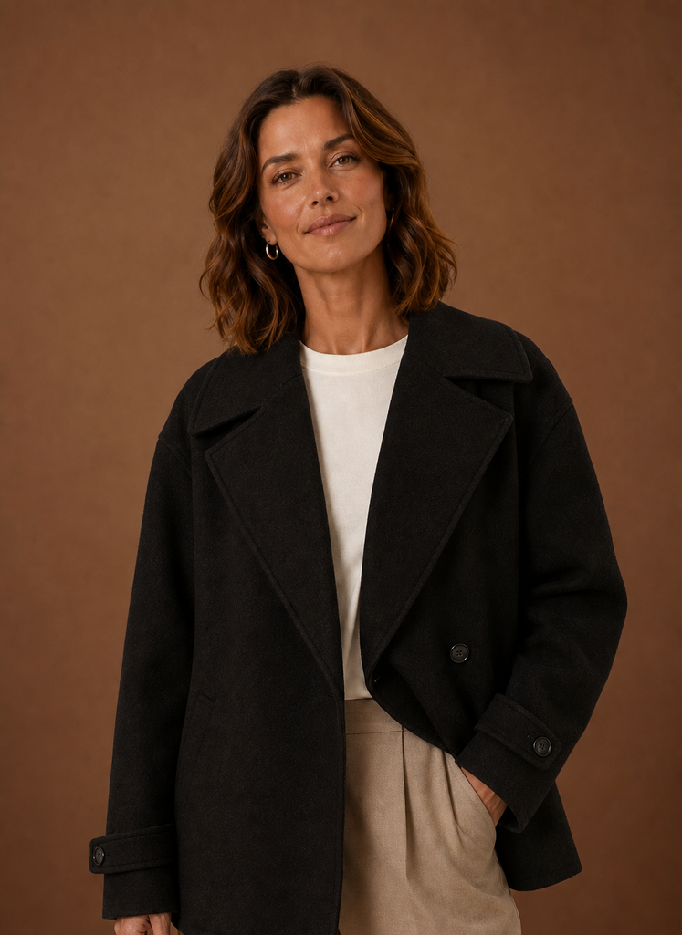 Women's Long Coat - Button Front Loose Casual Overcoat | Areleon