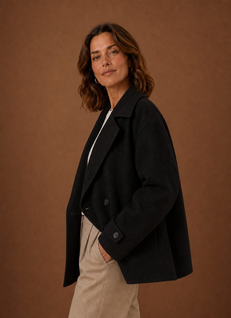 Women's Long Coat - Button Front Loose Casual Overcoat | Areleon