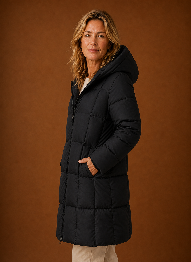 Women's Puffer Jacket - Long Hooded Winter Coat