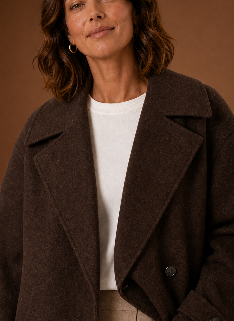 Women's Long Coat - Button Front Loose Casual Overcoat | Areleon
