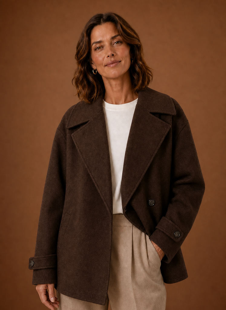 Women's Long Coat - Button Front Loose Casual Overcoat | Areleon