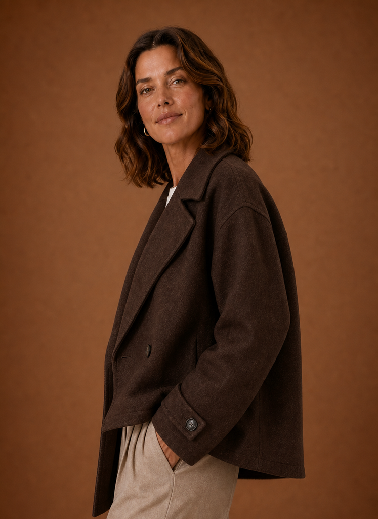 Women's Long Coat - Button Front Loose Casual Overcoat | Areleon