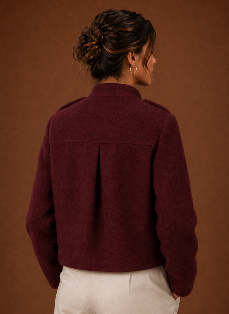 Women's Cropped Jacket - Button-Front Short Coat