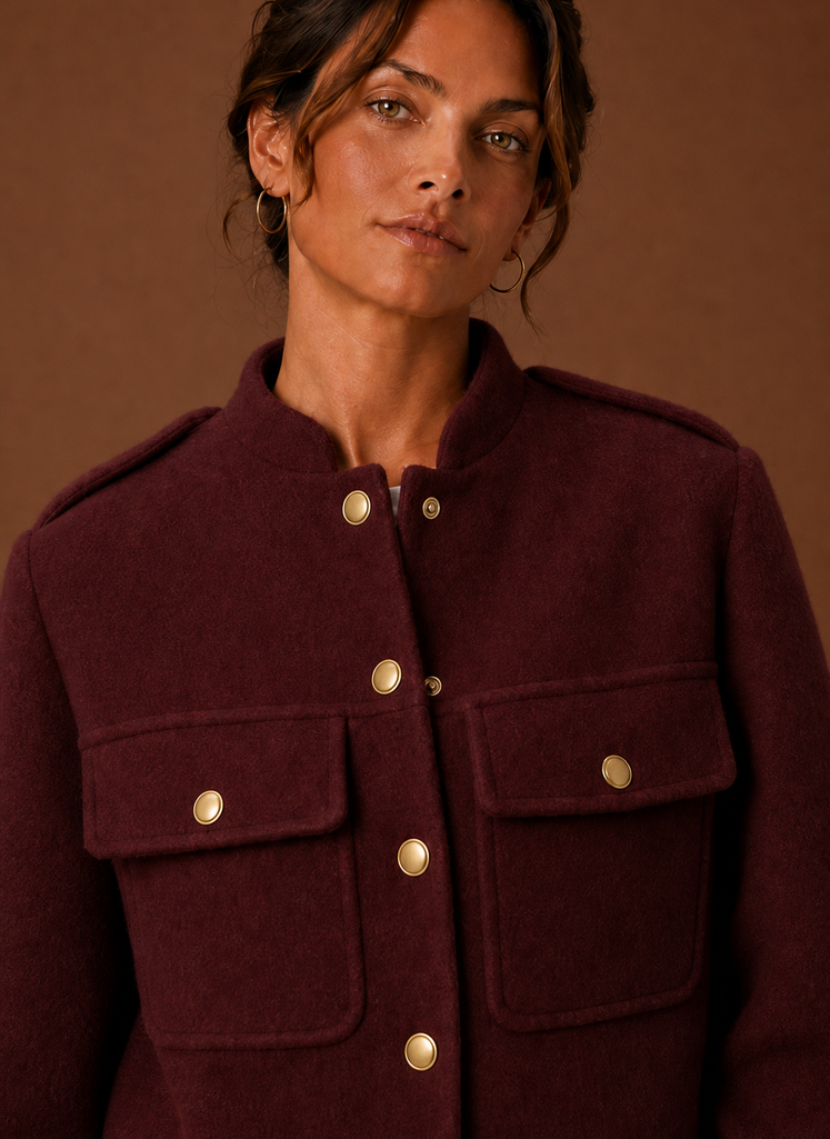 Women's Cropped Jacket - Button-Front Short Coat