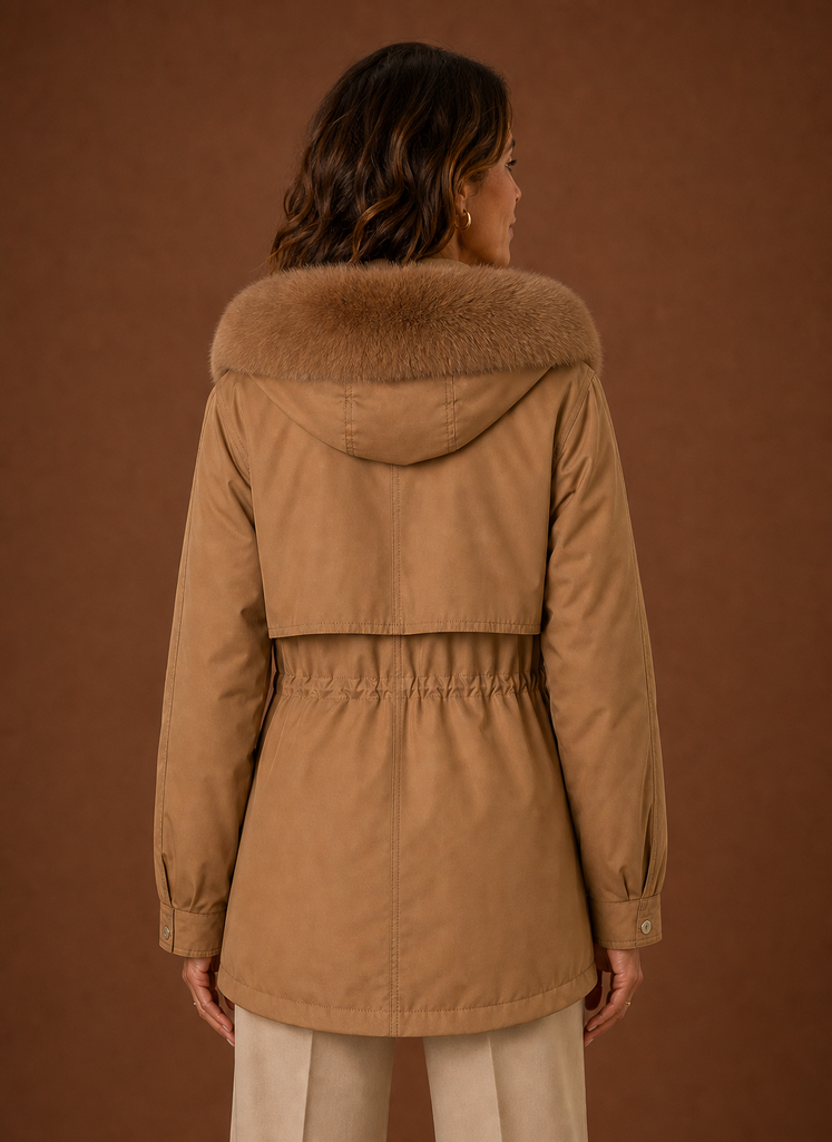 Women's Parka Jacket - Faux Fur Hooded Winter Coat