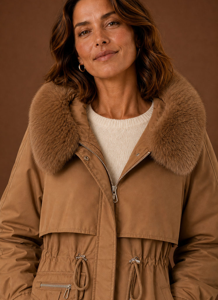 Women's Parka Jacket - Faux Fur Hooded Winter Coat