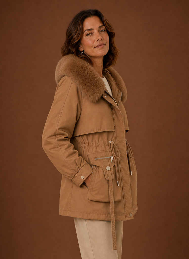 Women's Parka Jacket - Faux Fur Hooded Winter Coat