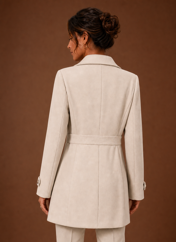 Women's Trench Coat - Mid-Length Button Front Jacket